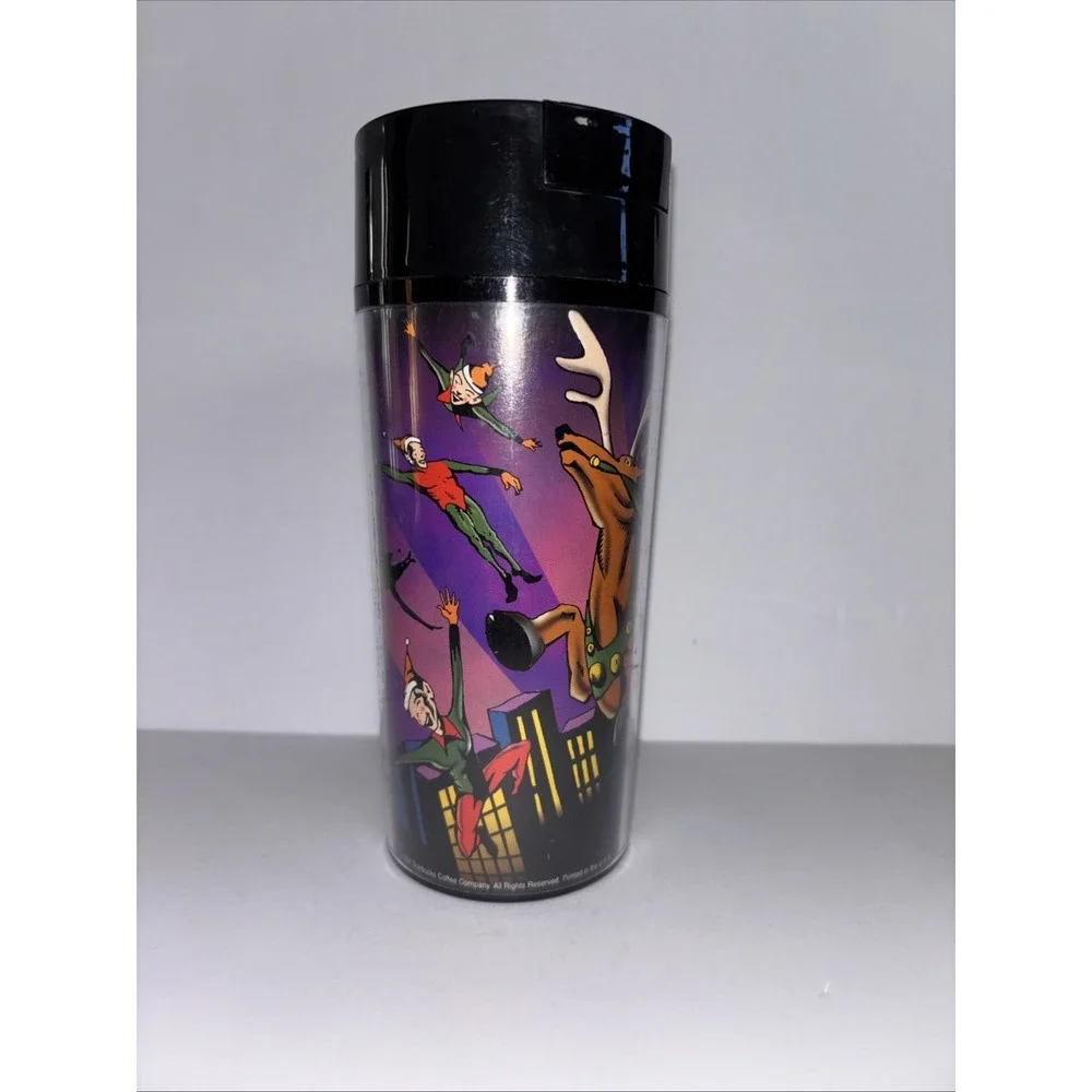 Rare Vintage 1996 Starbucks Kids Christmas Tumbler Cup w/ Twist Off Lid 12oz
